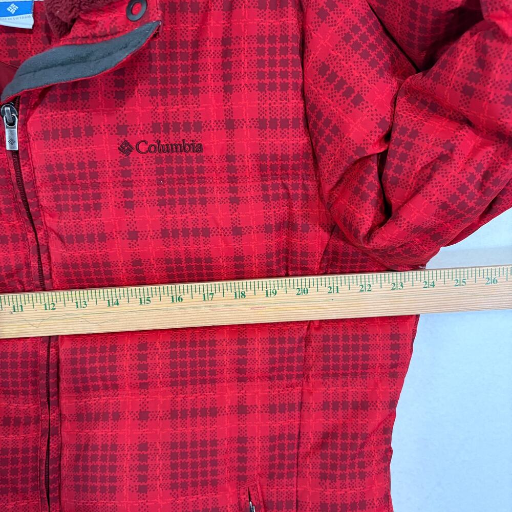 Columbia Winter Jacket Womens XL Red Plaid Down Feather Puffer Coat - Picture 3 of 12